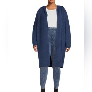 Terra & Sky Hooded Long Duster Cardigan,  1x Blue
